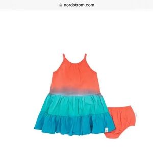 Burt’s bees baby dip dye dress ruffle dress bloomers set ocean tide 24 months